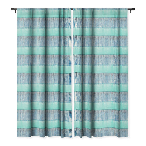 Ninola Design Minimal stripes blue Blackout Window Curtain