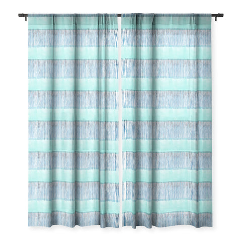 Ninola Design Minimal stripes blue Sheer Window Curtain