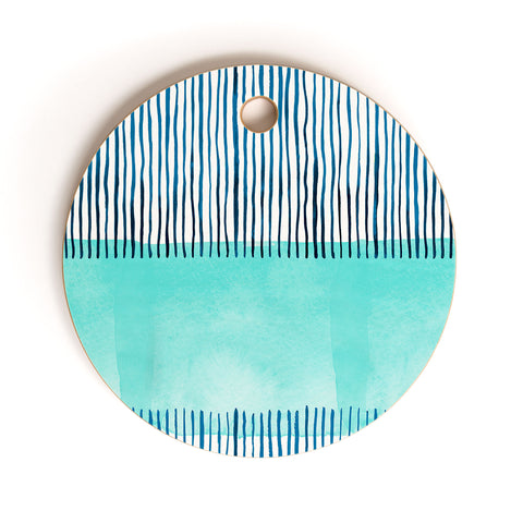 Ninola Design Minimal stripes blue Cutting Board Round