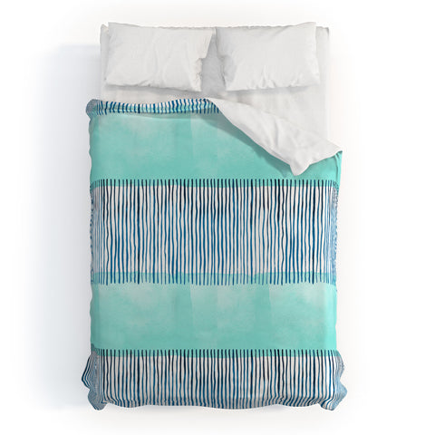 Ninola Design Minimal stripes blue Duvet Cover