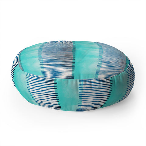 Ninola Design Minimal stripes blue Floor Pillow Round