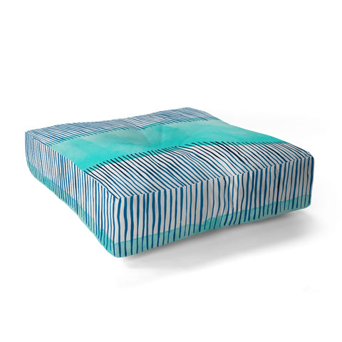 Ninola Design Minimal stripes blue Floor Pillow Square