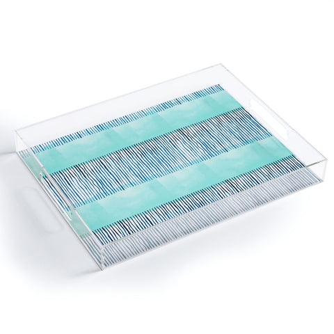 Ninola Design Minimal stripes blue Acrylic Tray