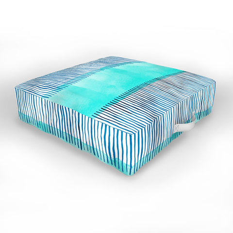 Ninola Design Minimal stripes blue Outdoor Floor Cushion