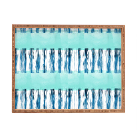 Ninola Design Minimal stripes blue Rectangular Tray
