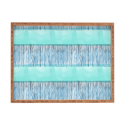 Ninola Design Minimal stripes blue Rectangular Tray