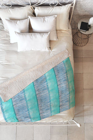 Ninola Design Minimal stripes blue Fleece Throw Blanket