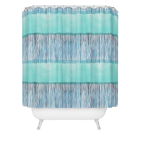 Ninola Design Minimal stripes blue Shower Curtain