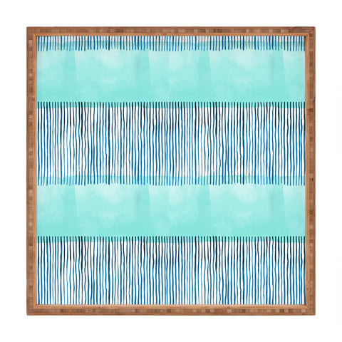 Ninola Design Minimal stripes blue Square Tray