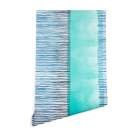 Ninola Design Minimal stripes blue Wallpaper