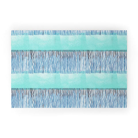 Ninola Design Minimal stripes blue Welcome Mat