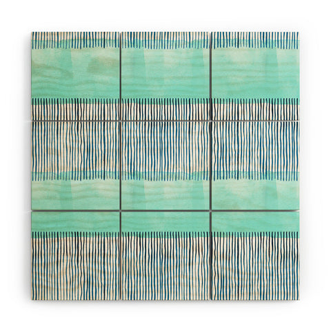 Ninola Design Minimal stripes blue Wood Wall Mural
