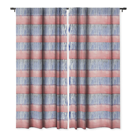 Ninola Design Minimal stripes pink Blackout Window Curtain