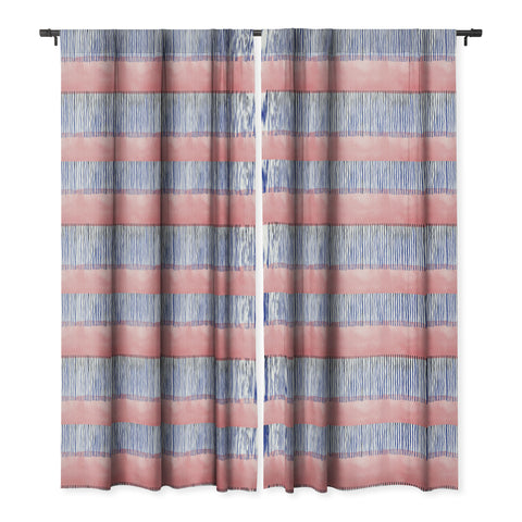 Ninola Design Minimal stripes pink Blackout Window Curtain