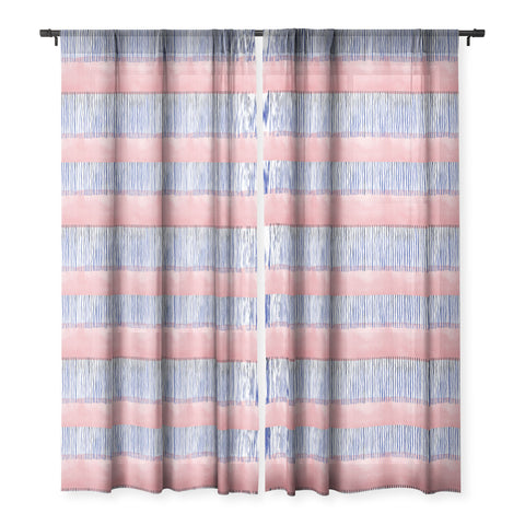 Ninola Design Minimal stripes pink Sheer Window Curtain