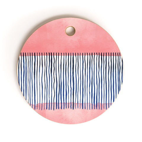 Ninola Design Minimal stripes pink Cutting Board Round