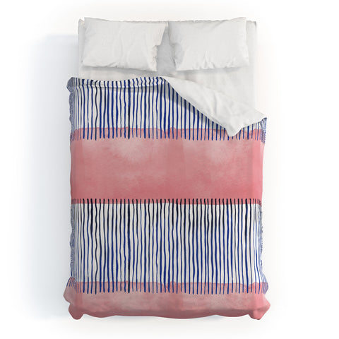 Ninola Design Minimal stripes pink Duvet Cover