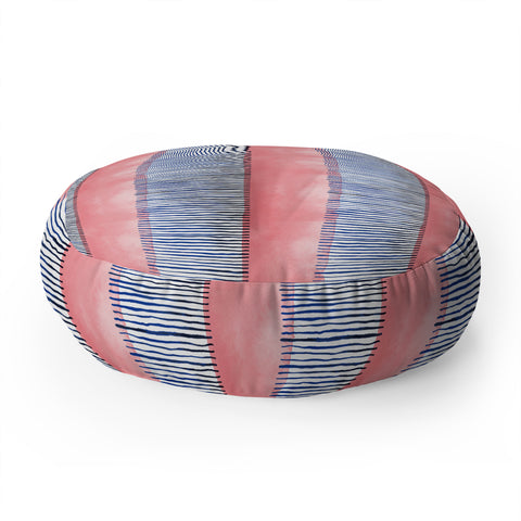 Ninola Design Minimal stripes pink Floor Pillow Round