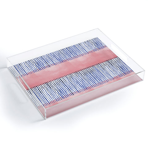 Ninola Design Minimal stripes pink Acrylic Tray