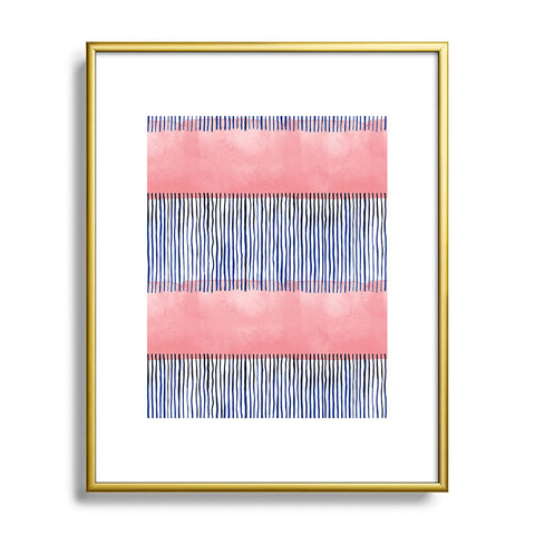 Ninola Design Minimal stripes pink Metal Framed Art Print