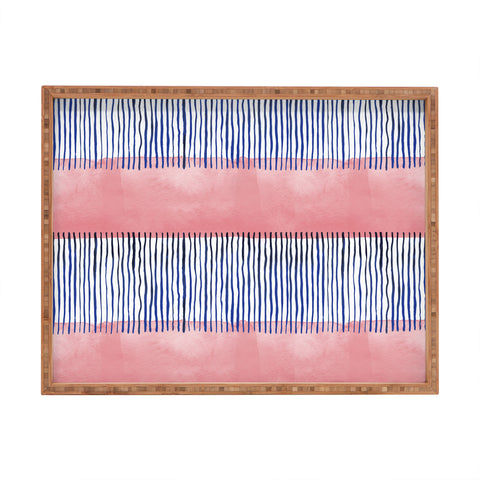 Ninola Design Minimal stripes pink Rectangular Tray