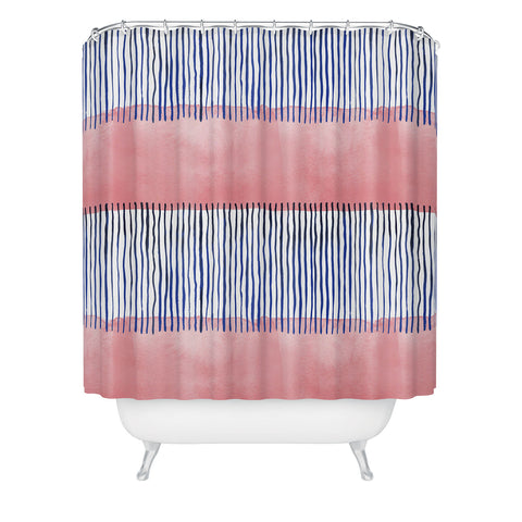 Ninola Design Minimal stripes pink Shower Curtain