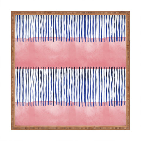 Ninola Design Minimal stripes pink Square Tray