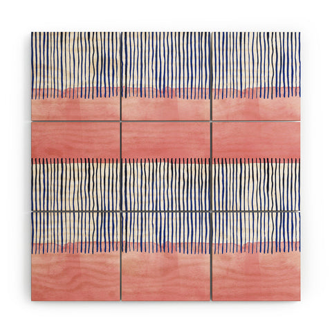 Ninola Design Minimal stripes pink Wood Wall Mural