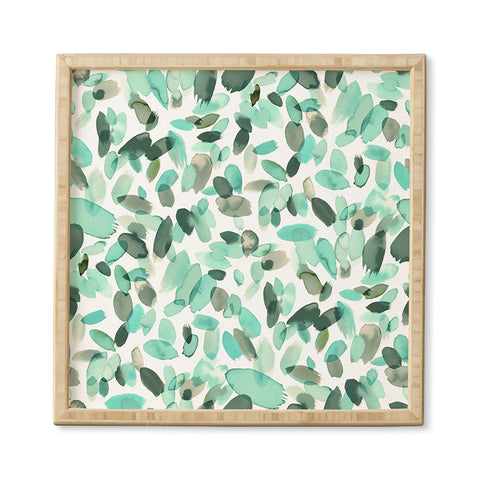 Ninola Design Mint flower petals abstract stains Framed Wall Art