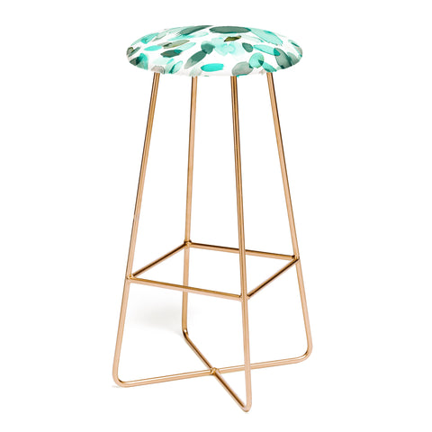 Ninola Design Mint flower petals abstract stains Bar Stool