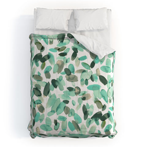 Ninola Design Mint flower petals abstract stains Comforter