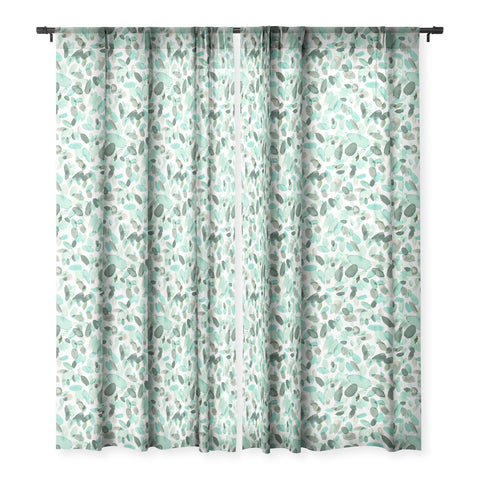 Ninola Design Mint flower petals abstract stains Sheer Window Curtain