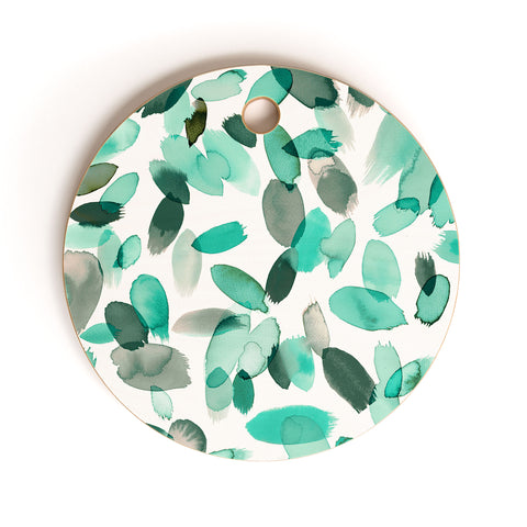 Ninola Design Mint flower petals abstract stains Cutting Board Round