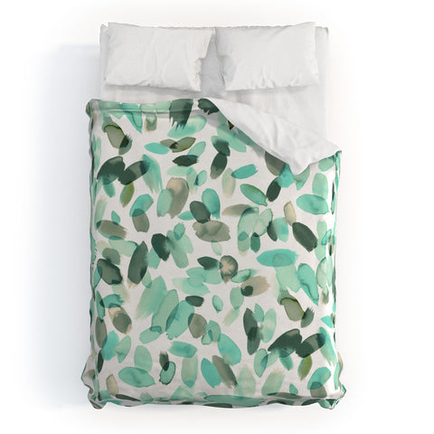 Ninola Design Mint flower petals abstract stains Duvet Cover