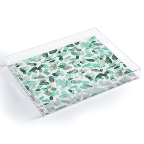 Ninola Design Mint flower petals abstract stains Acrylic Tray