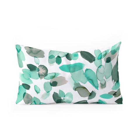 Ninola Design Mint flower petals abstract stains Oblong Throw Pillow