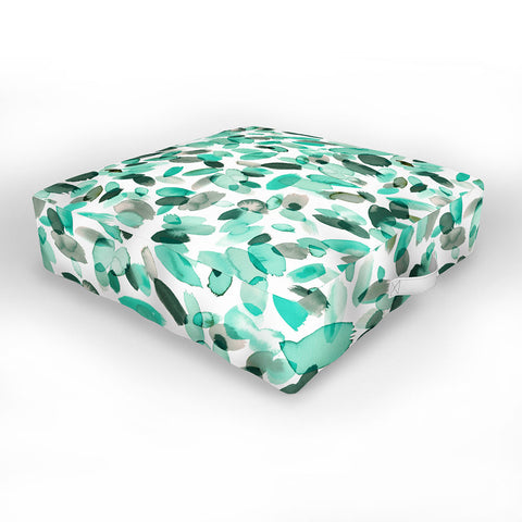 Ninola Design Mint flower petals abstract stains Outdoor Floor Cushion