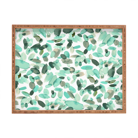 Ninola Design Mint flower petals abstract stains Rectangular Tray