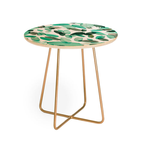 Ninola Design Mint flower petals abstract stains Round Side Table