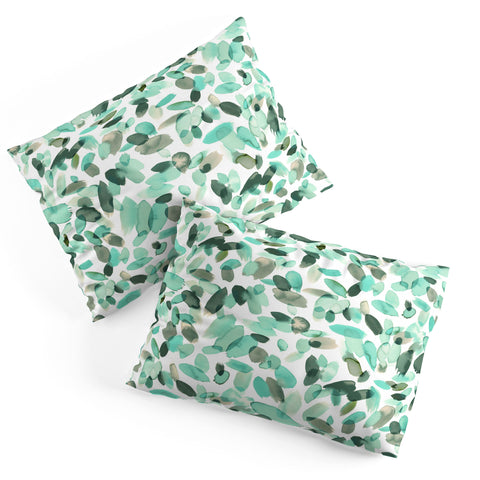 Ninola Design Mint flower petals abstract stains Pillow Shams