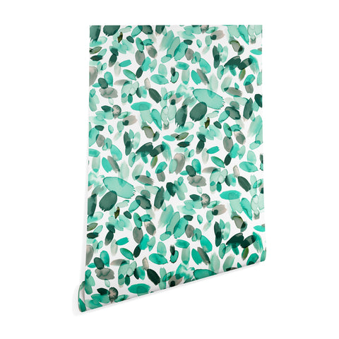 Ninola Design Mint flower petals abstract stains Wallpaper