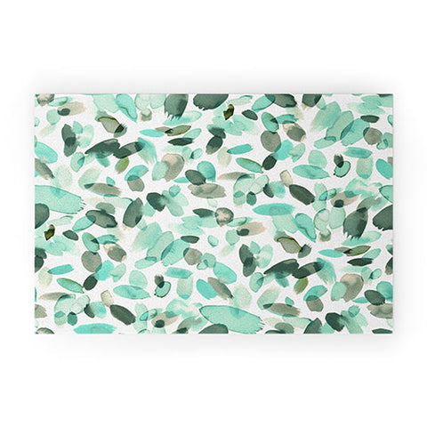 Ninola Design Mint flower petals abstract stains Welcome Mat
