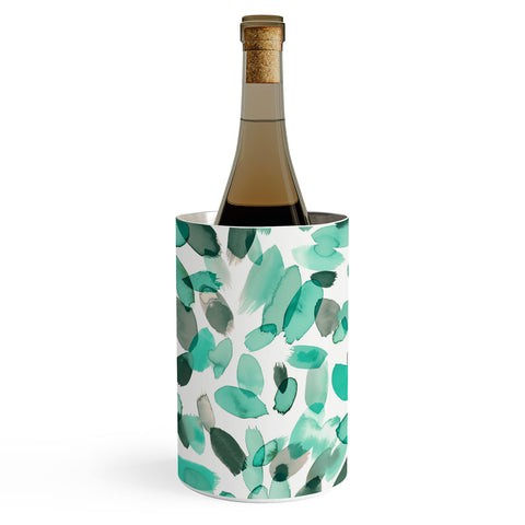 Ninola Design Mint flower petals abstract stains Wine Chiller