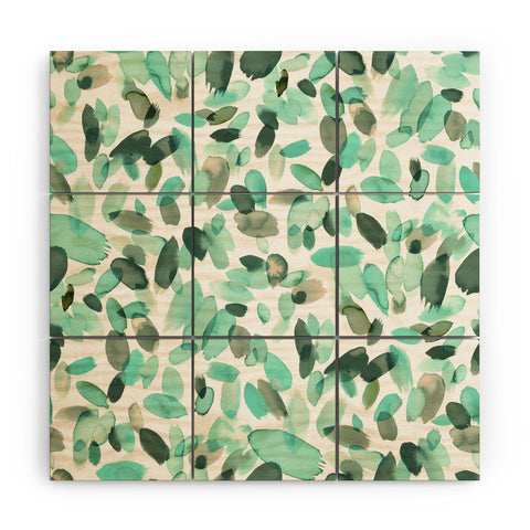 Ninola Design Mint flower petals abstract stains Wood Wall Mural