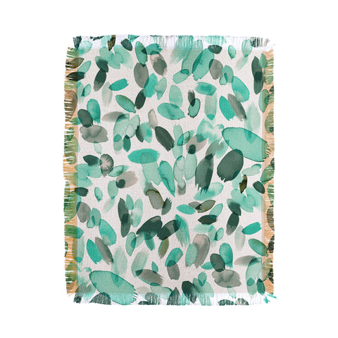 Ninola Design Mint flower petals abstract stains Throw Blanket