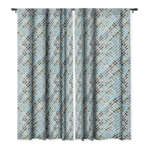 Ninola Design Mint Gingham Squares Watercolor Blackout Window Curtain