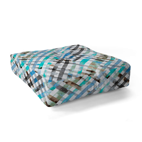 Ninola Design Mint Gingham Squares Watercolor Floor Pillow Square