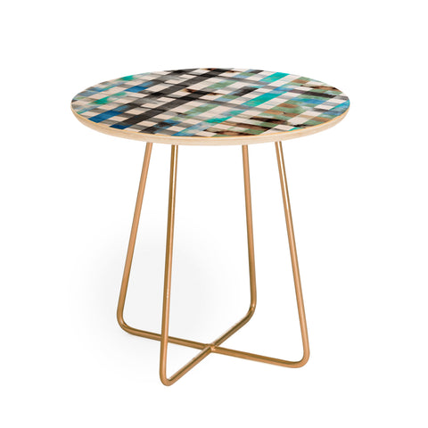 Ninola Design Mint Gingham Squares Watercolor Round Side Table