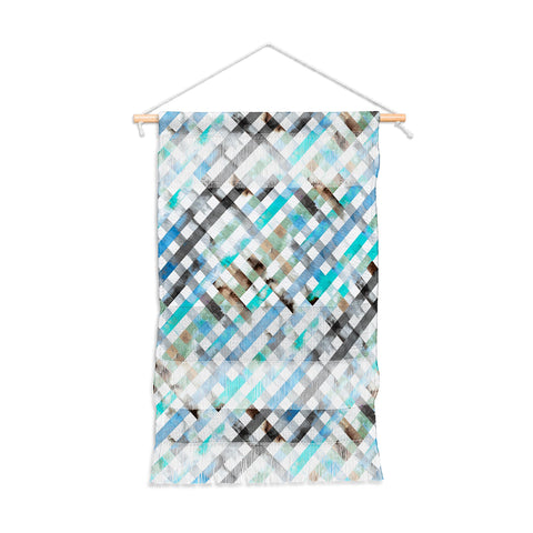 Ninola Design Mint Gingham Squares Watercolor Wall Hanging Portrait