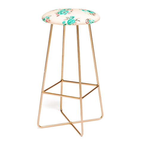 Ninola Design Mint sweet roses bouquets watercolor Bar Stool